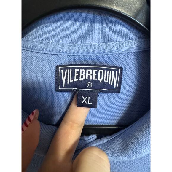 Vilebrequin Turtle Embroidered Polo Shirt Tencel Short Sleeves Blue Size XL - Picture 8 of 10